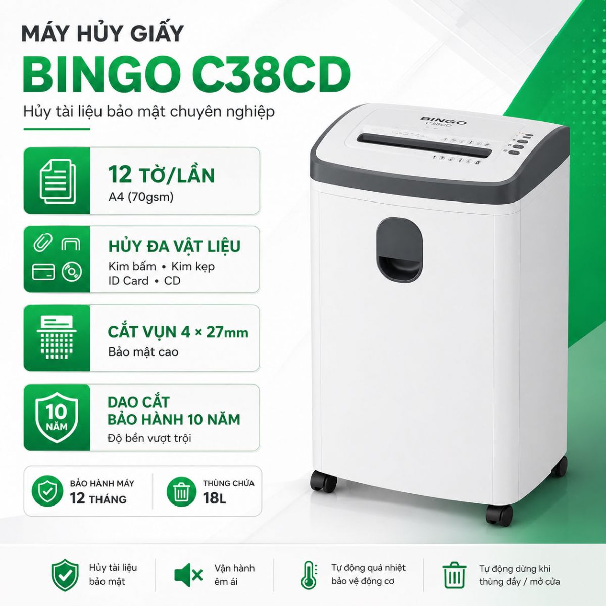 Máy Hủy Giấy Bingo C38CD